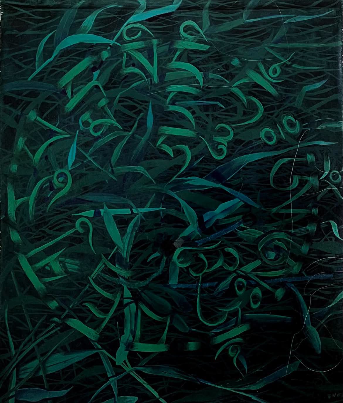 Emerald calligraphic sacred script painting